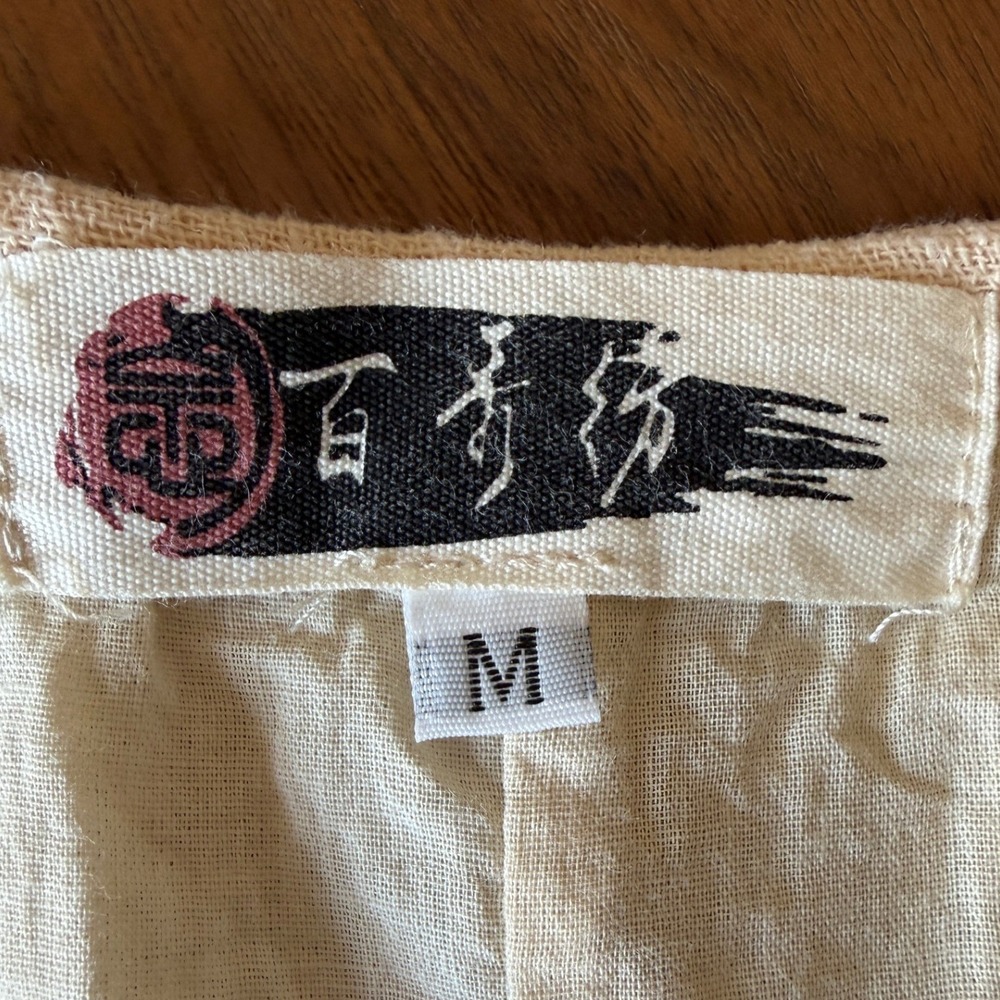 Artisan Japanese Linen Textured Sleeveless Midi Dress Natural Minimalist Tie M - Picture 8 of 11